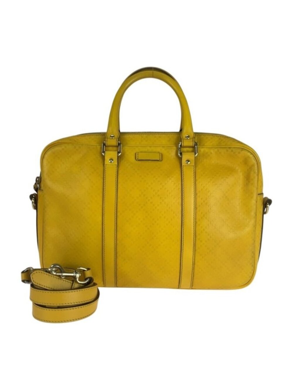 Gucci Diamante Yellow Silver Hardware Leather Business Bag Briefcase